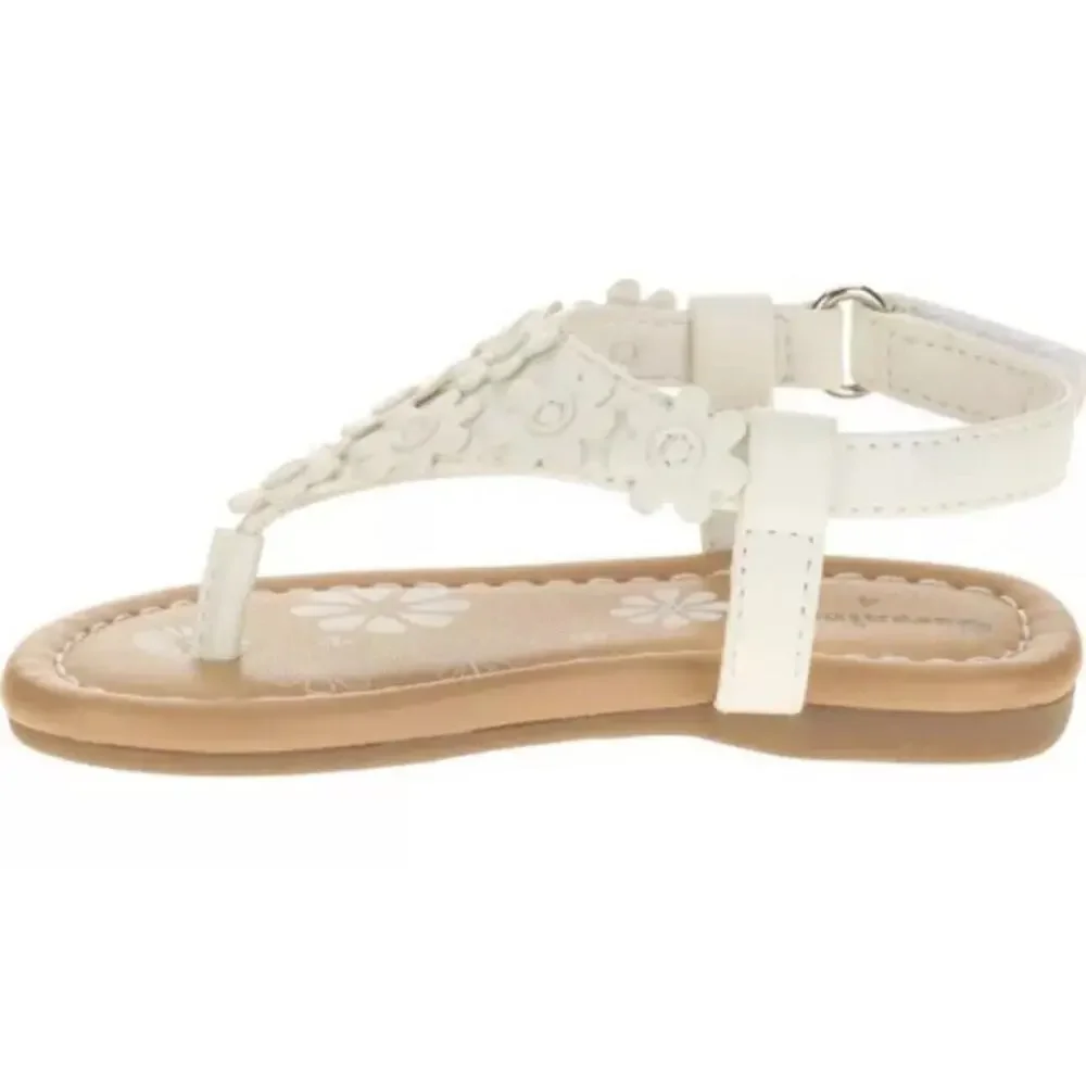 Garanimals Baby Girls White Flower Thong Flip Flop Sandals Summer Shoes Size 2